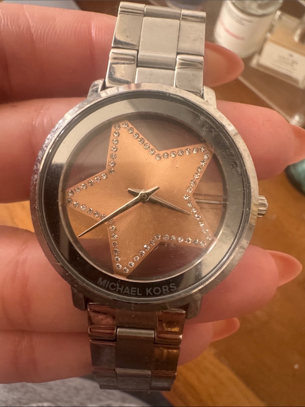Michael Kors Rose Gold Star Accent Stainless Steel Bracelet Watch